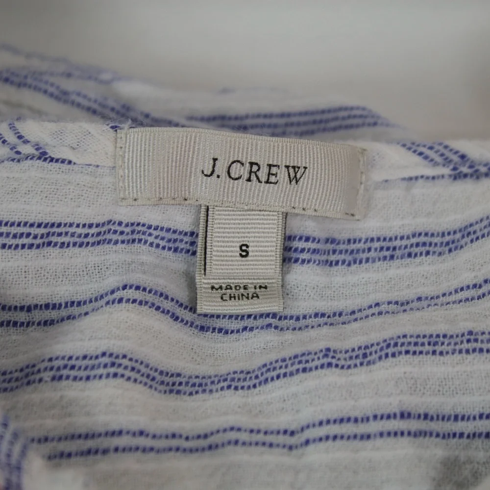 J.Crew White Striped‎ Embroidered Front Tunic Womens Size S